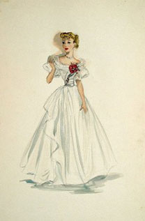 эскиз свадебного платья 1950-х годов Эдит Хэд