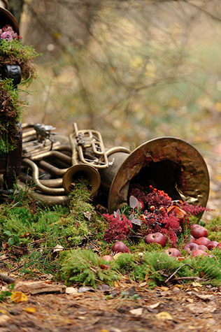 Фотопроект Blogger Bride, стиль бохо, в лесу, труба