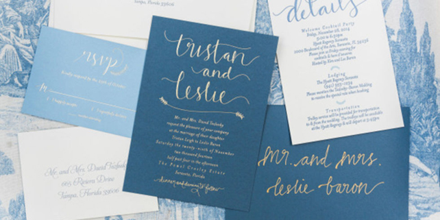 Cвадьба в голубых и золотых тонах