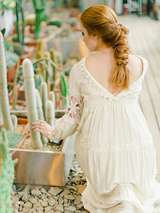 утро невесты в стиле бохо, платье невесты