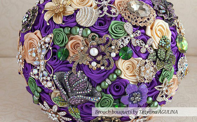 Выбор букета невесты: советы специалиста, букеты из брошек