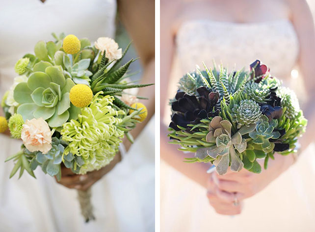 Свадебные букеты с использованием суккулентов