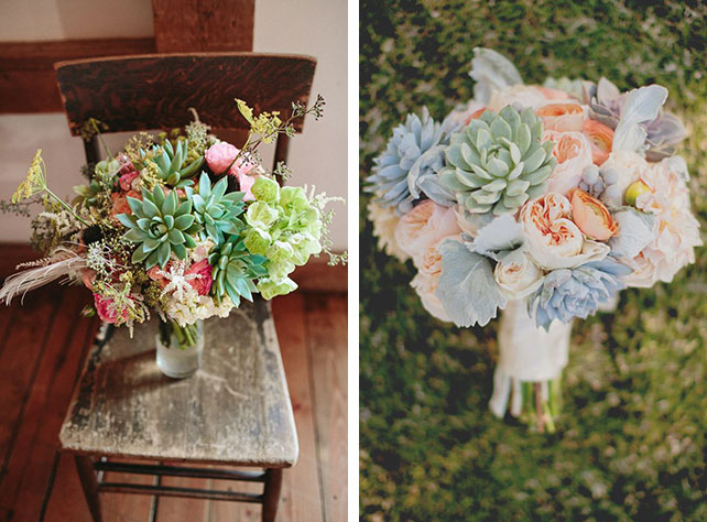 Свадебные букеты с использованием суккулентов