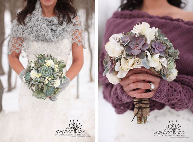Свадебные букеты с использованием суккулентов