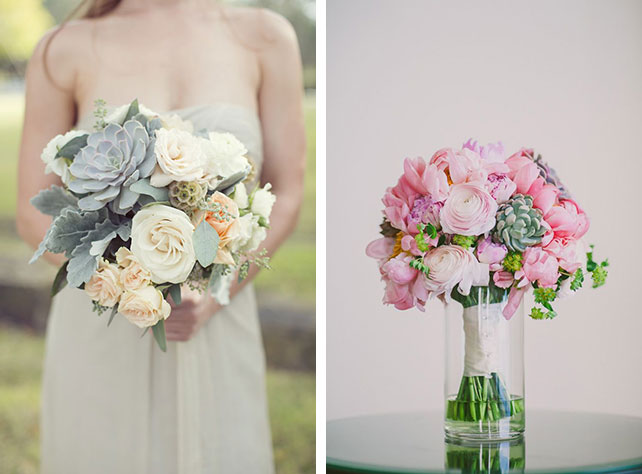 Свадебные букеты с использованием суккулентов