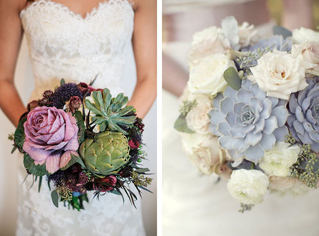 Свадебные букеты с использованием суккулентов