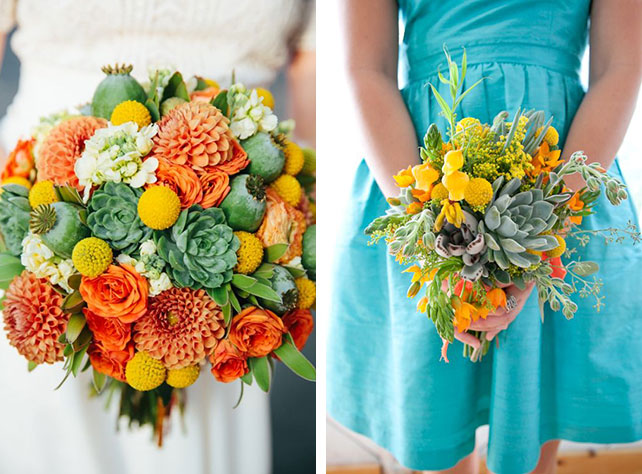 Свадебные букеты с использованием суккулентов