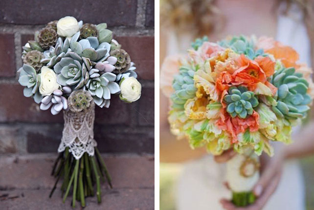 Свадебные букеты с использованием суккулентов