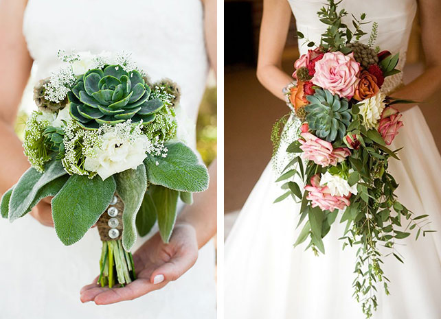 Свадебные букеты с использованием суккулентов