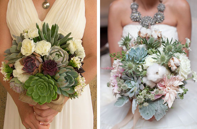 Свадебные букеты с использованием суккулентов