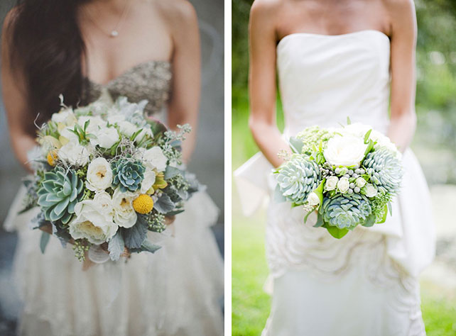 Свадебные букеты с использованием суккулентов