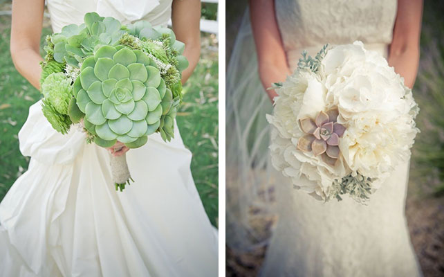 Свадебные букеты с использованием суккулентов
