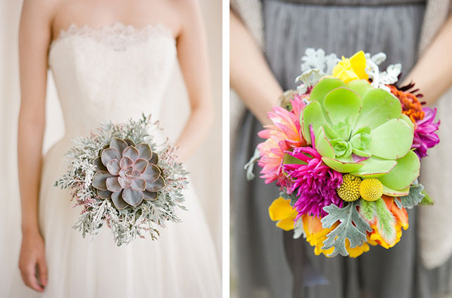 Свадебные букеты с использованием суккулентов