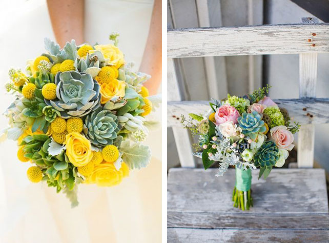 Свадебные букеты с использованием суккулентов