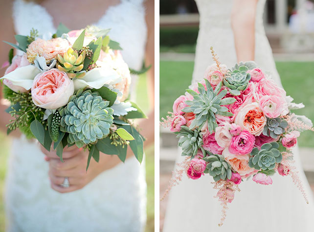 Свадебные букеты с использованием суккулентов