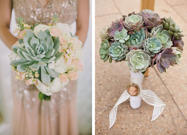 Свадебные букеты с использованием суккулентов