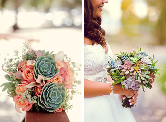 Свадебные букеты с использованием суккулентов
