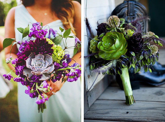 Свадебные букеты с использованием суккулентов