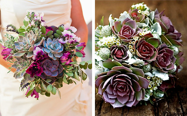 Свадебные букеты с использованием суккулентов