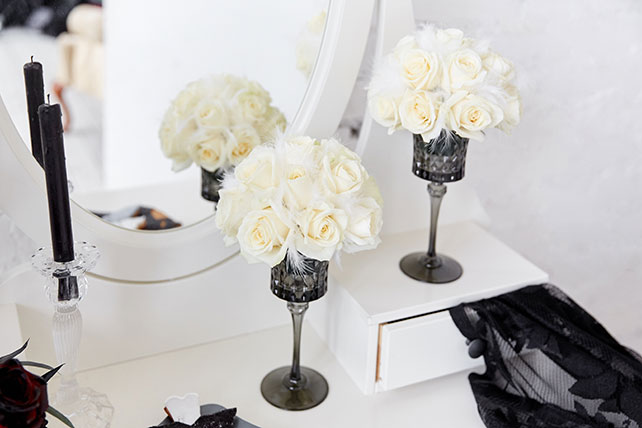 Свадебная фотосессия в стиле «Чёрного лебедя», флористика