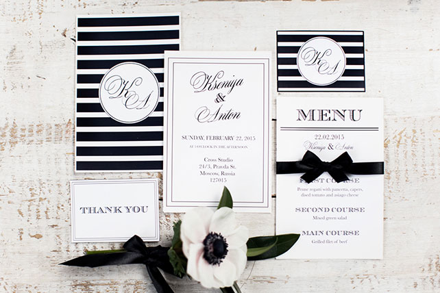 Black is a happy color: чёрно-белая свадебная фотосессия, полиграфия
