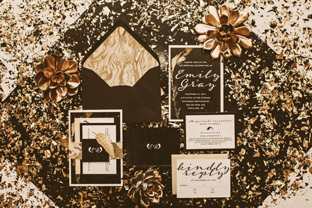 Идеальное сочетание: золотой и черный цвет для новогодней свадьбы 