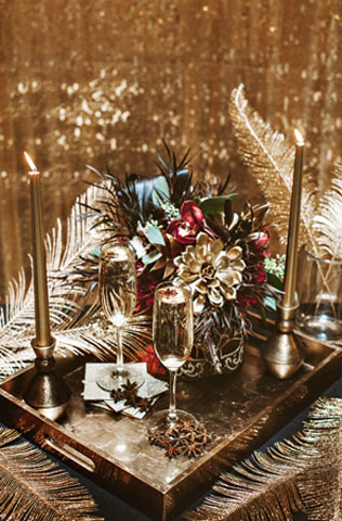 Идеальное сочетание: золотой и черный цвет для новогодней свадьбы 