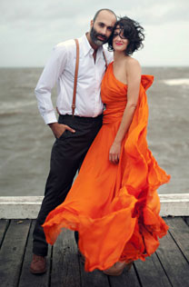 цитрусовая свадьба, оранжевое платье невесты