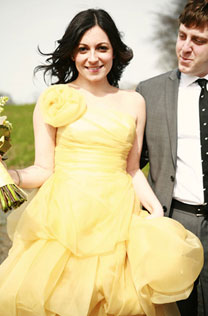 цитрусовая свадьба, желтое платье невесты