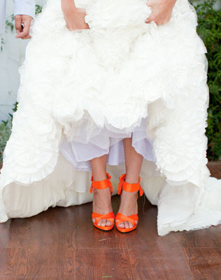 цитрусовая свадьба, туфли невесты