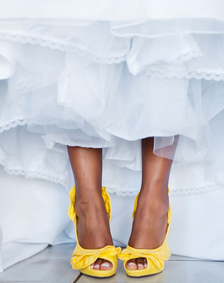 цитрусовая свадьба, туфли невесты