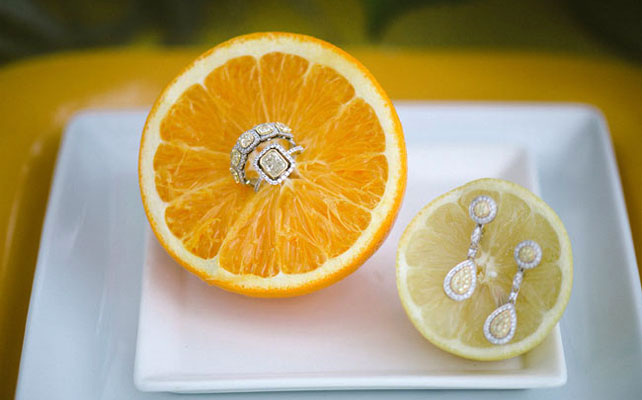 цитрусовая свадьба, бижутерия невесты