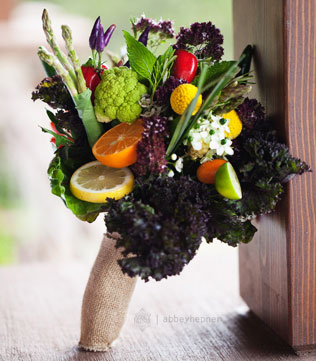 цитрусовая свадьба, букет невесты