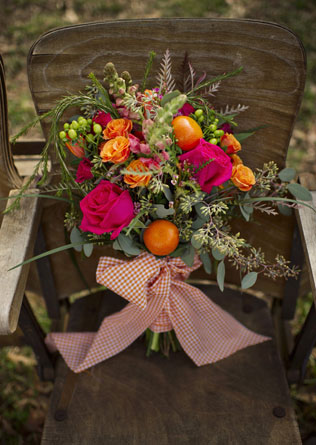 цитрусовая свадьба, букет невесты