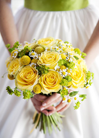цитрусовая свадьба, букет невесты