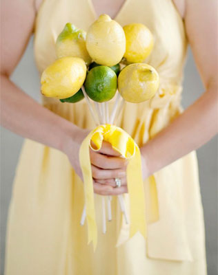 цитрусовая свадьба, букет невесты