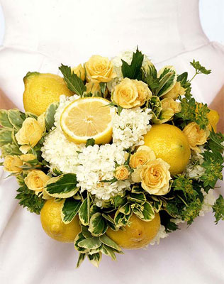цитрусовая свадьба, букет невесты
