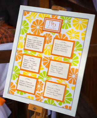 цитрусовая свадьба, план рассадки гостей