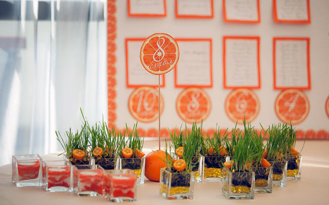 цитрусовая свадьба, декор