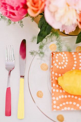 цитрусовая свадьба, оформление стола