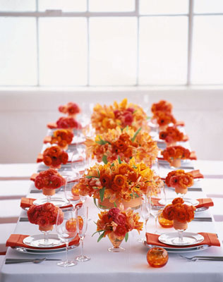 цитрусовая свадьба, оформление стола