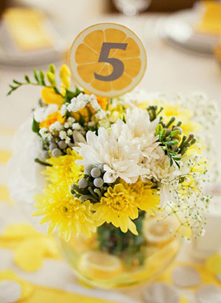 цитрусовая свадьба, оформление стола