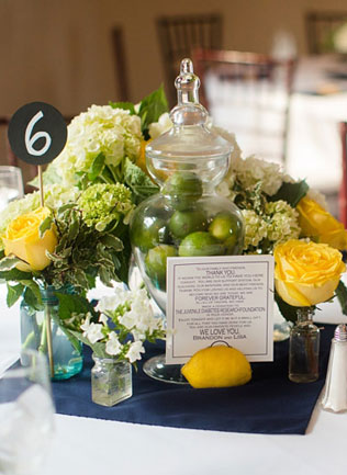 цитрусовая свадьба, оформление стола