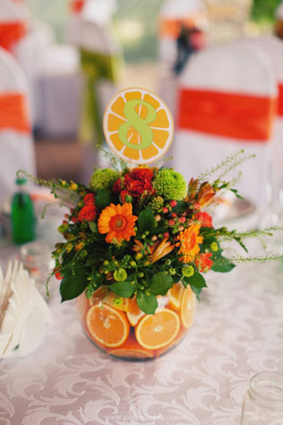 цитрусовая свадьба, флористика