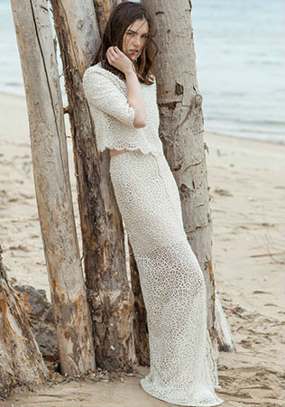 Кружевное свадебное платье crop top