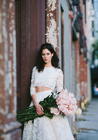 Свадебное платье crop top кружево