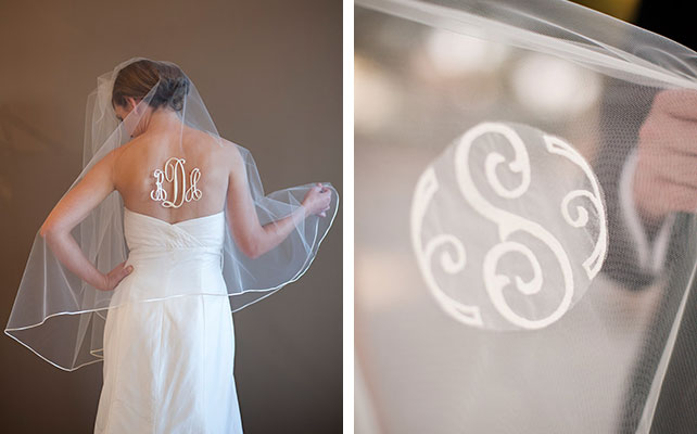 Уникальные детали на вашей свадьбе, как сделать торжество особенным, монограмма на фате