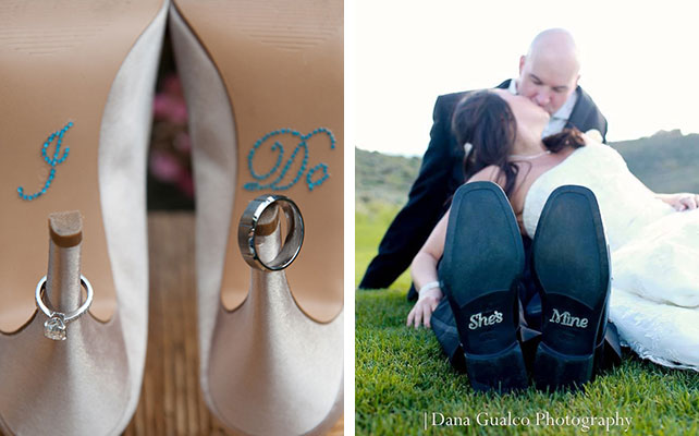 Уникальные детали на вашей свадьбе, как сделать торжество особенным, надпись на подошве свадебных туфель