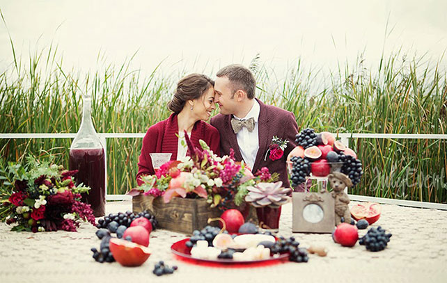 цвет свадьбы 2015, бордовая свадьба