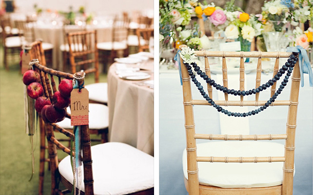 Украшение стульев с фруктов и ягод